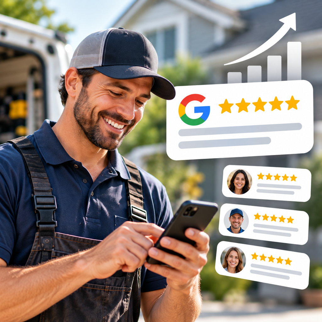Smiling Contractor with Five-Star Reviews